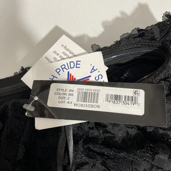 NWT $248 XSCAPE‎ [ 2 ] Off Shoulder 3D Lace Sheath Dress in Black